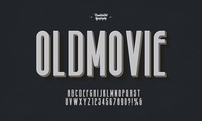 Retro style font, Old Movie title screen, alphabet letters and numbers vector illustration © VWORLD