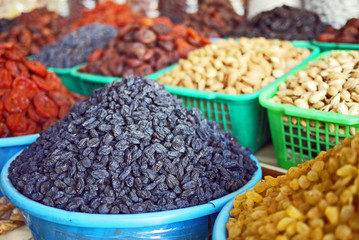 Dried fruit for sale at Tashkent farmers market
