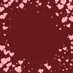 Pink heart love confettis. Valentine's day vignett