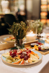 snacks fruits table plate holiday decor delicious food