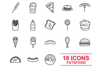 Set Fastfood icon template color editable. Fastfood pack symbol vector sign isolated on white background illustration for graphic and web design.