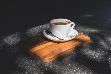Coffee Cup on table Cafe shop Interior with Blur background