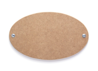 wooden nameplate or wall sign isolated at white