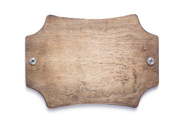 wooden nameplate or wall sign isolated at white
