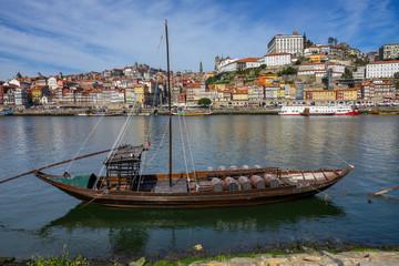 Traditional boats on Douro river in Porto, Portugal