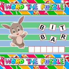 Words puzzle educational game for children of illustration