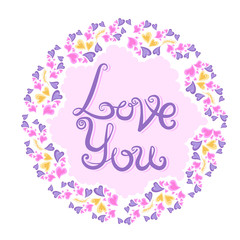 Romantic vintage hearts frame for Valentine's day or wedding. Vector illustration for your design