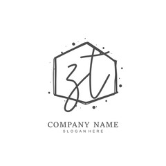Handwritten initial letter Z T ZT for identity and logo. Vector logo template with handwriting and signature style.