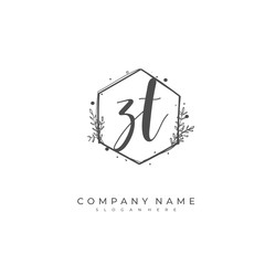 Handwritten initial letter Z T ZT for identity and logo. Vector logo template with handwriting and signature style.