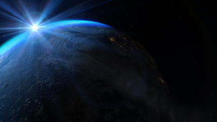 Planet Earth with a spectacular sunset. Elements of this image furnished by NASA.