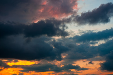 Huge black clouds before the rain on sunset
