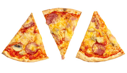Piece of pizza on white background.