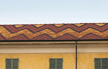 Obraz premium brick tile roof with geometric pattern 