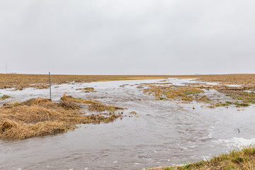 January storms with heavy rain caused flash flooding in Illinois farm field, overflowing ditches...