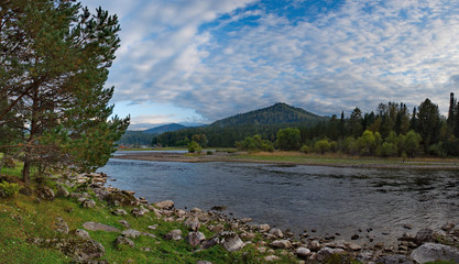 Russia. Mountain Altai. Biya river near the source of the Teletskoye lake near the villages of Artybash and Iogach.