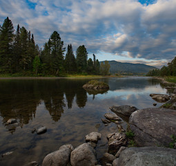 Russia. Mountain Altai. Biya river near the source of the Teletskoye lake near the villages of Artybash and Iogach.