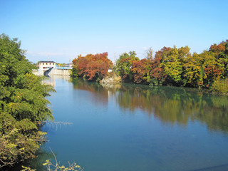 Fototapeta na wymiar 秋の紅葉と川
