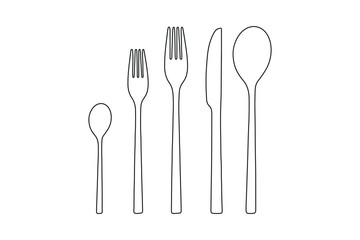 Vector illustration eps10 - small spoon, fork, knife, big spoon. 