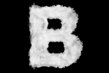 Letter B font shape element made of cloud on black