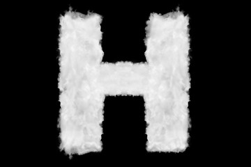 Letter H font shape element made of cloud on black