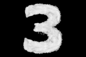 Number 3 font shape element made of cloud on black