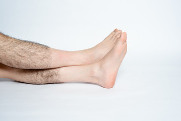 Legs hair removal for men, before & after. Applies only to visible space when wearing pants.