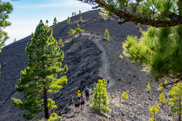 La Palma: Wanderung auf der Ruta de los Volcanes - Wandergruppe auf dem Weg zum Gipfel