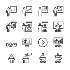 Business Training Icons , Symbol Perfect Design Simple Set For Using In Web Site Infographics Logo Report , Line Icon Vector Illustration 