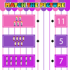 Worksheet for children. Counting and connecting to each result
