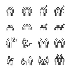 People Icons , Person work group Team , Symbol Perfect Design Simple Set For Using In Web site Infographics Logo Report , Line Icon Vector illustration