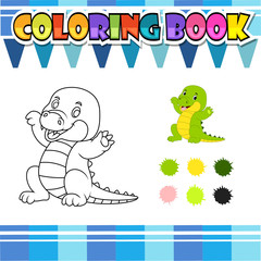 coloring book happy crocodile cartoon