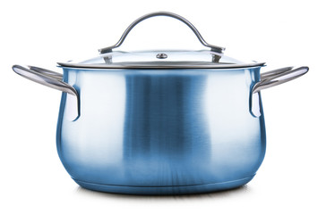 Steel pot isolated on white background