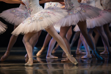 Nutcracker ballet. Closeup of ballerinas dancing