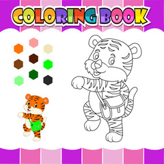 coloring book cute tiger go to school