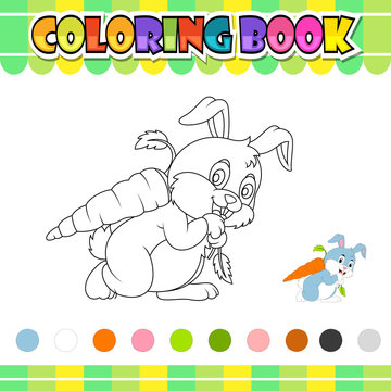 coloring book rabbit carrying big carrot