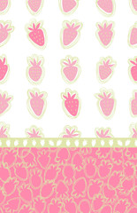 Collection of seamless patterns. Hand-drawn strawberries. Drawn vector illustration.