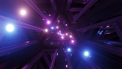 glowing spheres fly throgh tunnel corridor with glass windows 3d illustrations backgrounds wallpaper graphic artwork