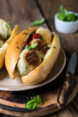 Vegetarian meat balls sandwich on the table