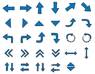 Hand drawn arrow icon set (Blue)