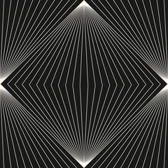 Vector seamless pattern, modern subtle background with thin diagonal lines, halftone square, optical illusion effect. Monochrome geometric texture. Abstract dark design for decor, digital, web, covers