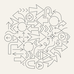 Arrow Line Icons Circle