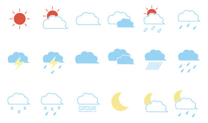 Set of hand drawn weather icons (colorful)