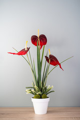 Flowers on wooden table