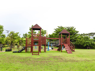 Fototapeta na wymiar children playground activities in public park.playground on yard in the park.