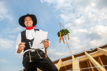 Carpenter Celebrating the Topping Out Ceremony, Germany