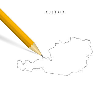 Austria freehand sketch outline vector map isolated on white background