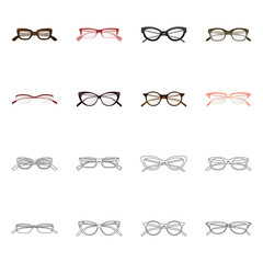 Vector design of glasses and frame logo. Collection of glasses and accessory vector icon for stock.
