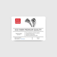 Meat packaging concept. Label for packaging lamb ribs.