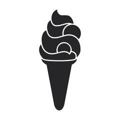 Ice cream in cone vector icon.Black vector icon isolated on white background ice cream in cone.