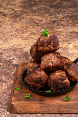stack of cooked homemade meatballs